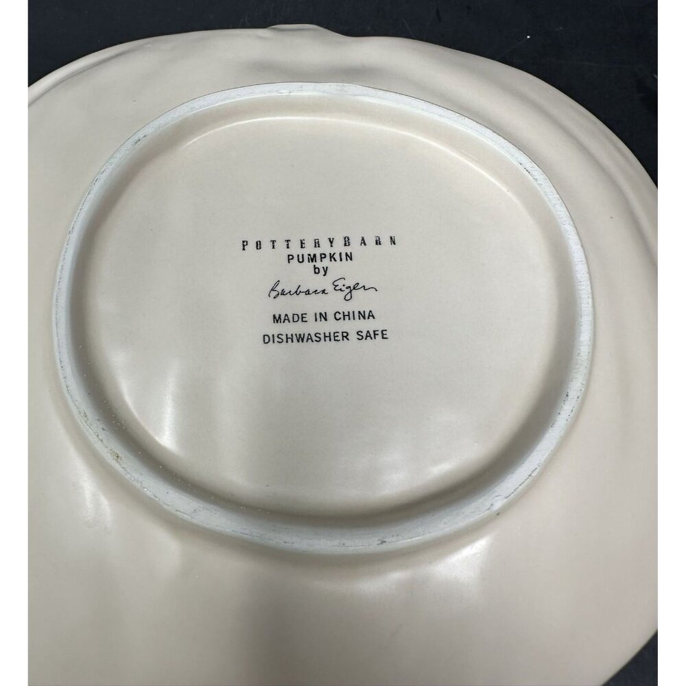 Set of 3 BARBARA EIGEN POTTERY BARN PUMPKIN White Salad Dessert Appetizer Plates - Picture 11 of 11